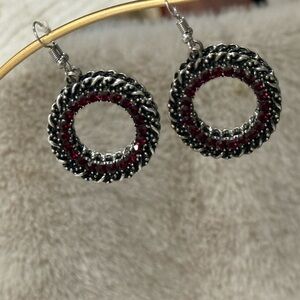 Paparazzi Elegant Silver and Red Hoop Earrings